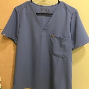FIGS Catarina One-Pocket scrub top. Ceil blue